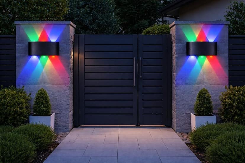 SPARKWORLD 2-Way Triple Multi-Color LED Decorative Wall Light Modern Indoor & Outdoor Lamp for Home, Living Room, Bedroom, and Corridor | Size: 10X5 cm | Colour: Multicolor view 2