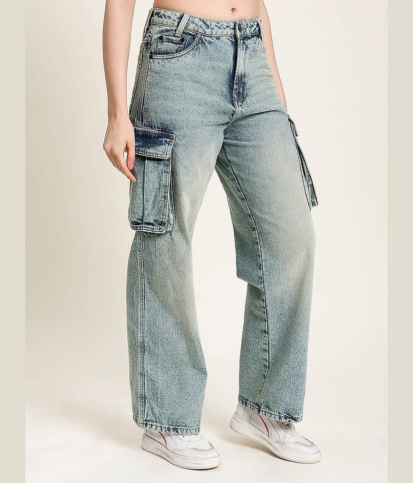 Bene Kleed Women's Cargos High-Rise Jeans ( Blue ) view 2