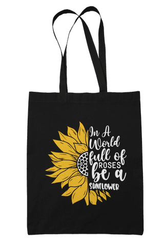 Prakrut India Cotton Canvas Tote Bag with Zipper & Inner Pocket, Floral Quote Print
