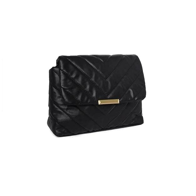 Lychee bags Pu Quilted Black Sling Bag view 2