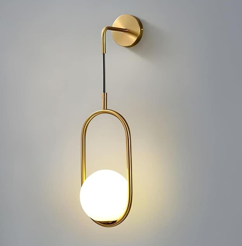 SPARKWORLD Golden Metal & Glass Capsule Shape Wall Light For Living Room Modern/Wall Lamps For Bedroom/For Living Room/LED Wall Lights For Home Decoration/Bedside Wall Lamp (E27 Bulb Holder) view 2