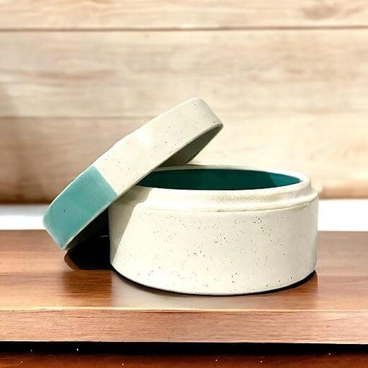 STOREPEDIA Sea Green Ceramic Casserole with Lid Set of 1 for Serving Momos, Dumplings, Microwave Safe Serving Donga Set with Lid for Dining Table Kitchen Restaurant 500 ml view 2