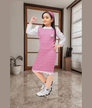 NEWSIFA Cotton Blend Bodycon Dress For Girls ( Pack of 1 , Black )