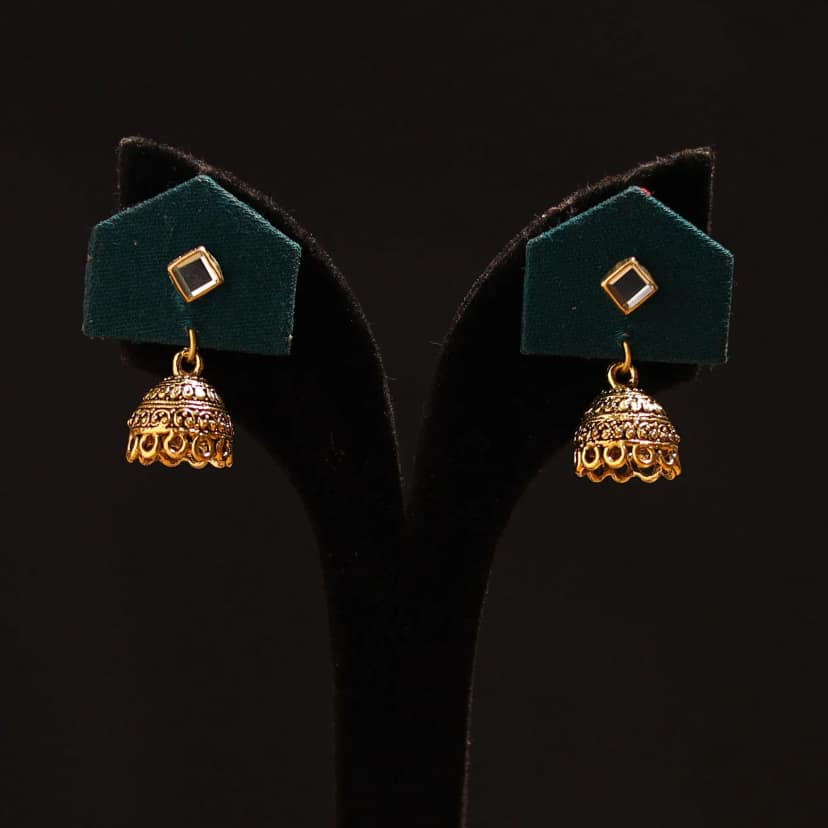 Green - Naimat Stone Work Fabart GS Jhumka Earrings