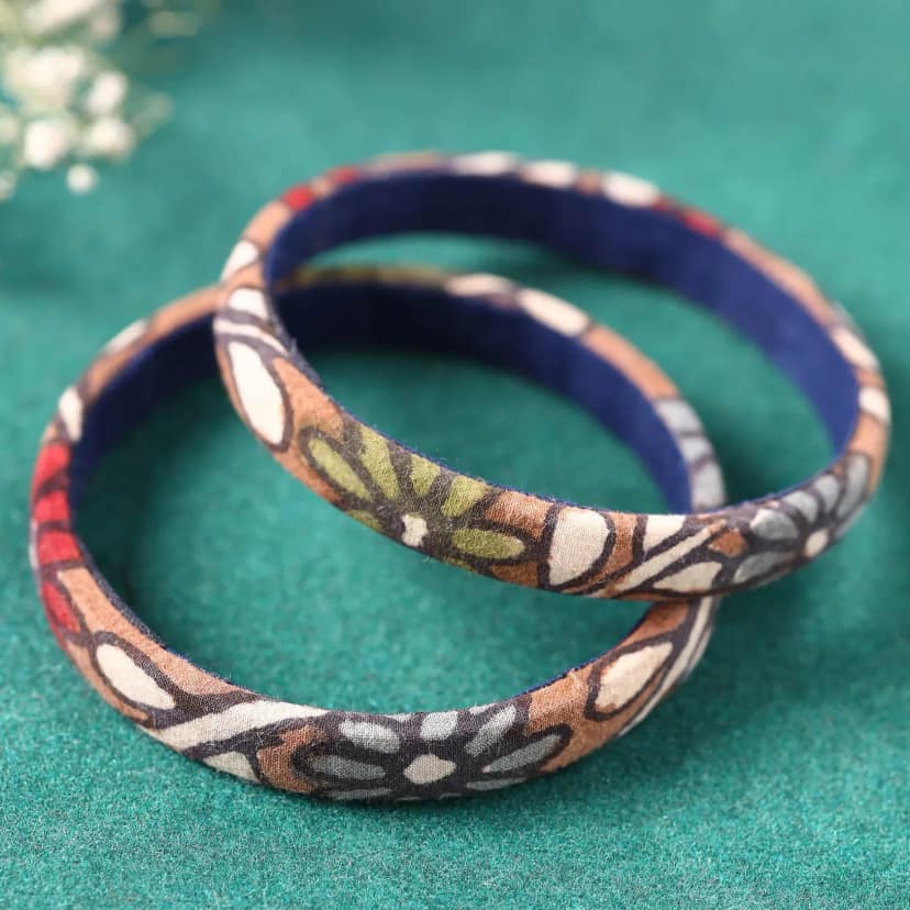 Multicolor Handpainted Kalamkari Bangle Set of 2