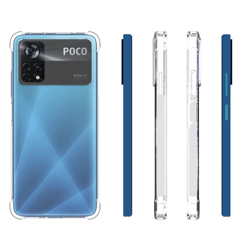USTIYA for Xiaomi Poco X4 Pro 5G Case Clear TPU Four Corners Cover Transparent Soft funda view 2