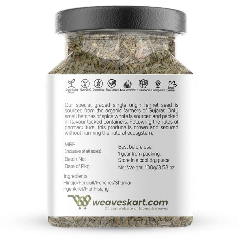 Premium Fennel whole – 100 gm (Single Origin, Farm Direct Produce, Organically Grown & Made in small batches) view 2