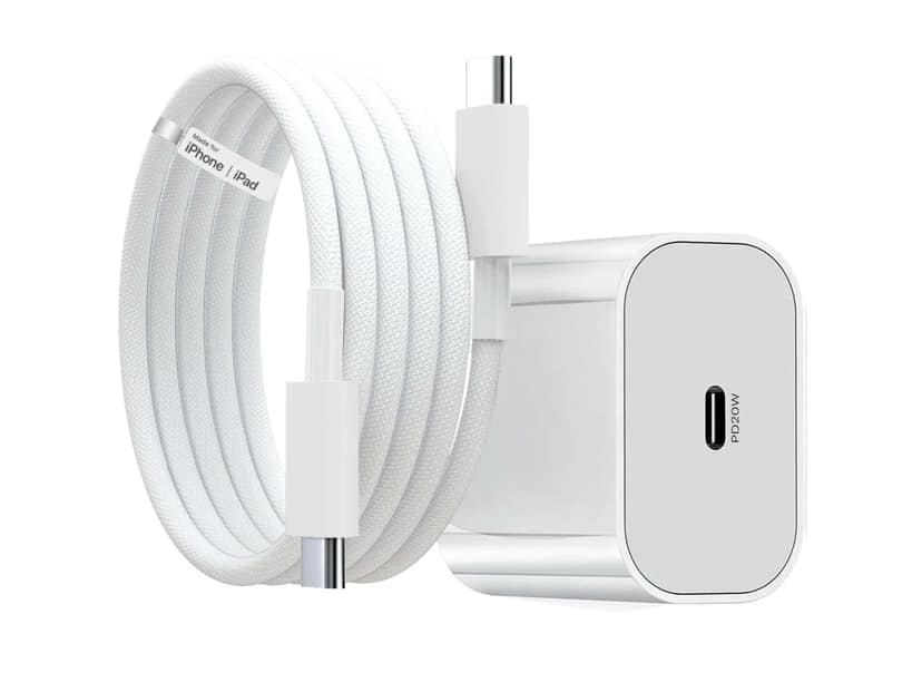 Vaku iPhone Charger Adapter 20W Type-C for iPhone 17, 17 Air, 17 Pro, 17 Pro Max, 16, 16 Plus, 16 Pro, 16 Pro Max, 15, 15 Plus, 15 Pro, 15 Pro Max & Other Devices with 1M USB-C to Type-C Data Cable