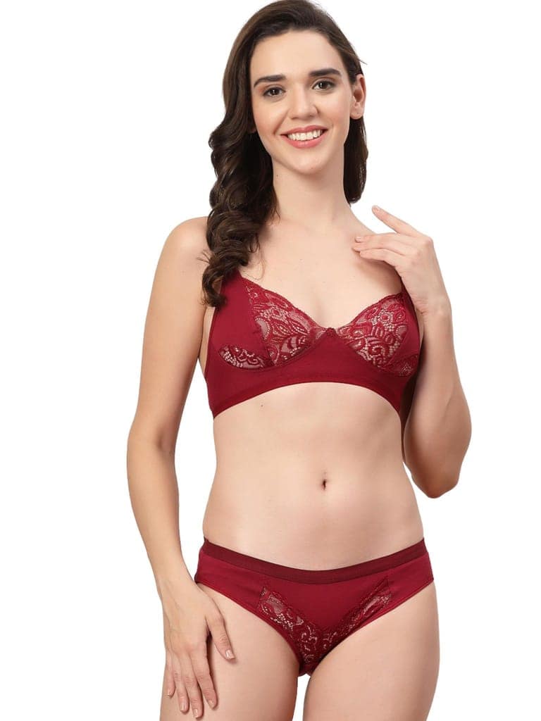 ADORNSTAR Branded Women's Comfort Non-Padded Bra Panty Lingerie Set for Women | Non Padded | Designer Honeymoon Hot Sexy Wedding Set