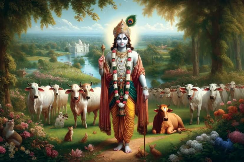 LORD KRISHNA WALLART 24in X 16in WITH BLACK FRAME view 2