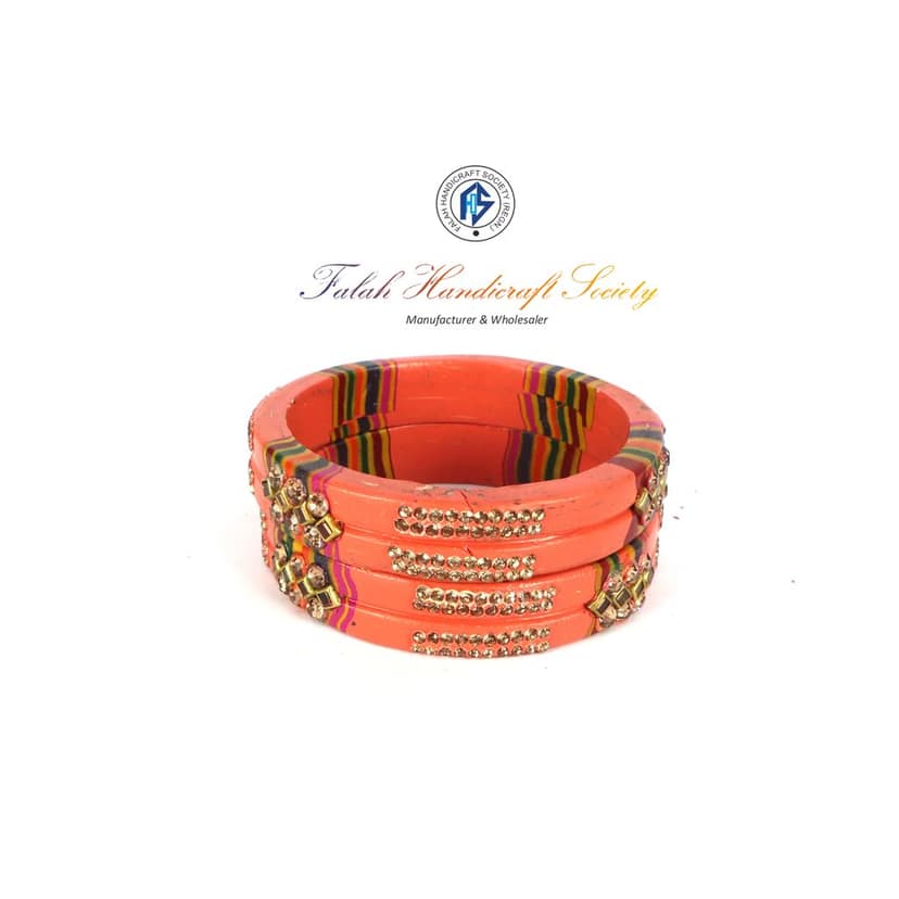 Rajasthani Lac Bangles In Beautiful New Design - Peach