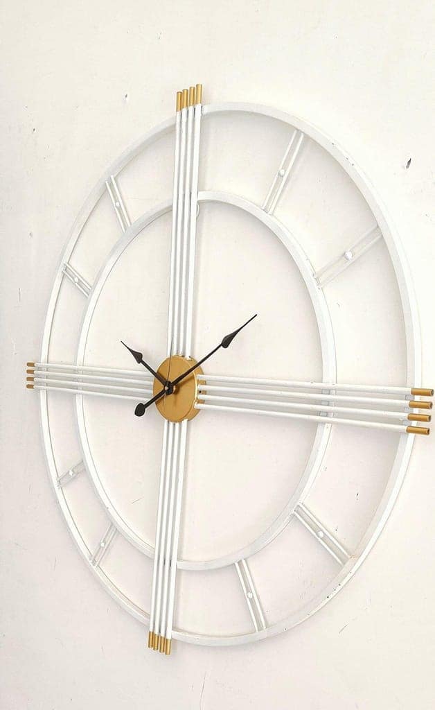 LIGHT ANGLE Handmade Metal Wall Clock (White) view 2
