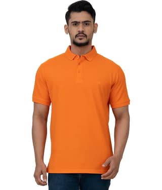 Cotstyle Pack of 1 Cotton Blend Regular Fit Solid Half Sleeves Men's Polo T Shirt ( Orange )