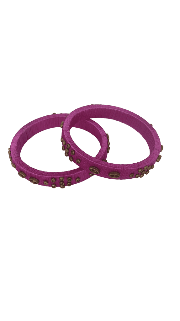 Indian Ethnic Fuchsia Pink Silk Thread Bangle Set for Women and Girls