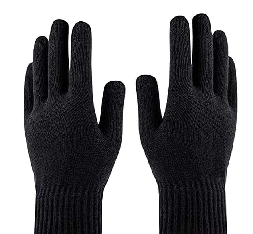 ATABZ Combo Pack Skull Cap, Neck Muffler, Hand Gloves Black Set for Winter view 2
