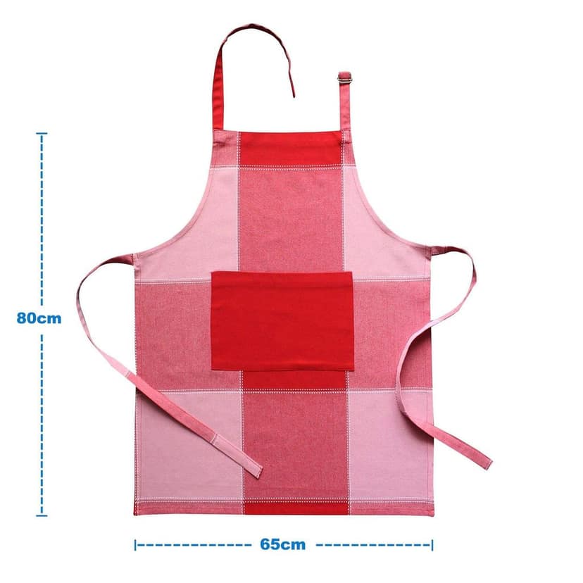 AIRWILL Cotton Checkered Design Red Color Apron (Pack of 1pc) view 2