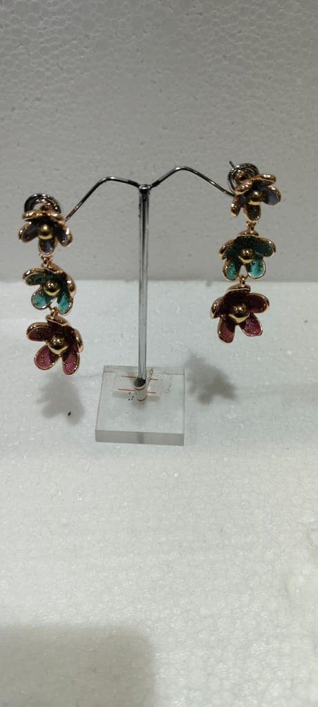 Delicate Flower Drop Earrings view 2