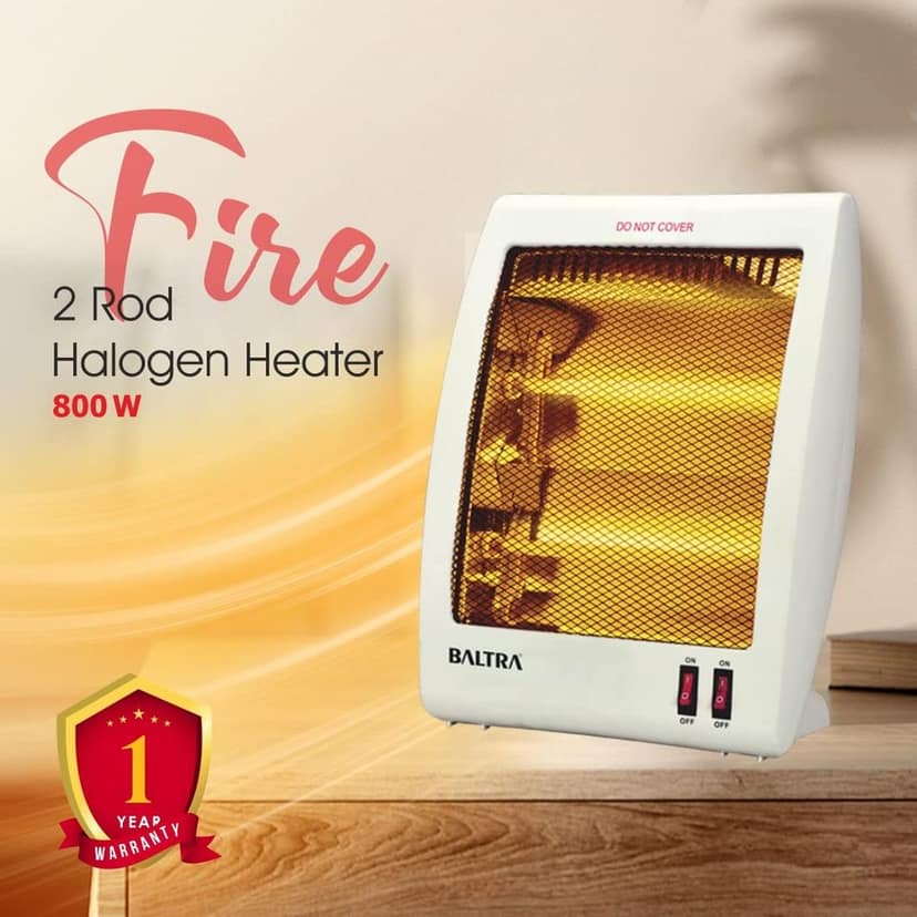 Baltra Fire BTH-135 800Watt Halogen Room Heater with 1 Year Warranty (White, ISI Certified) view 2