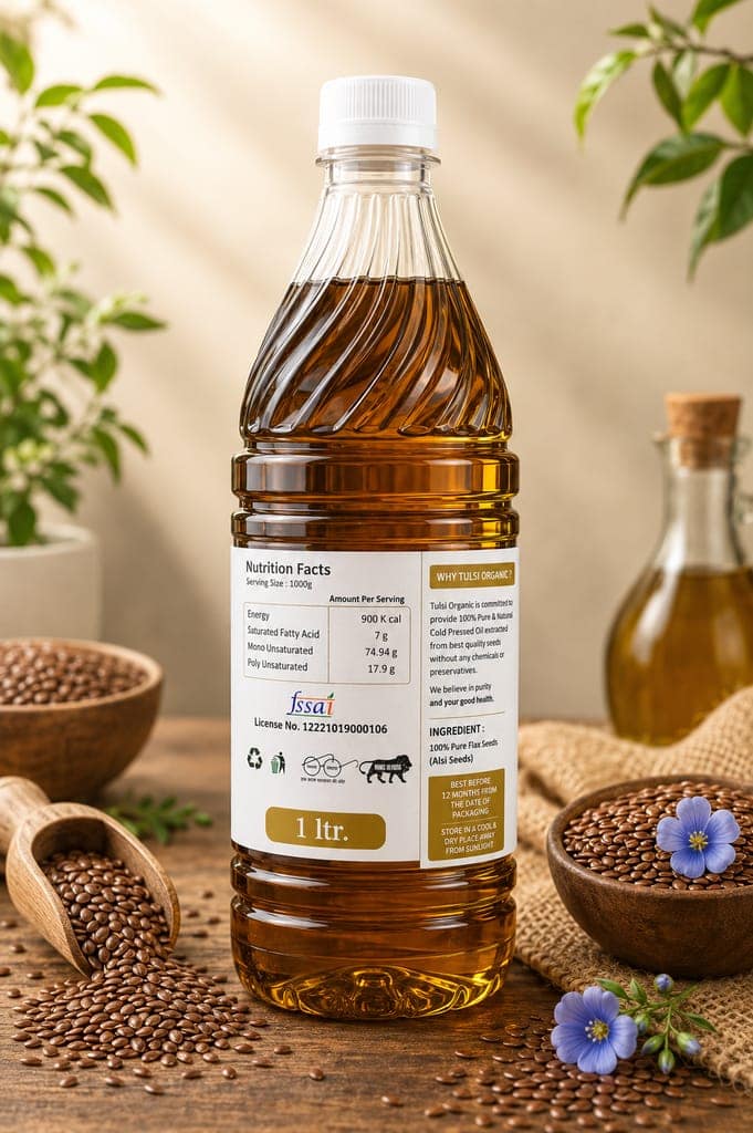 Tulsi Organic Cold Pressed Alsi Oil / Flaxseeds Oil-1 LITRE view 2