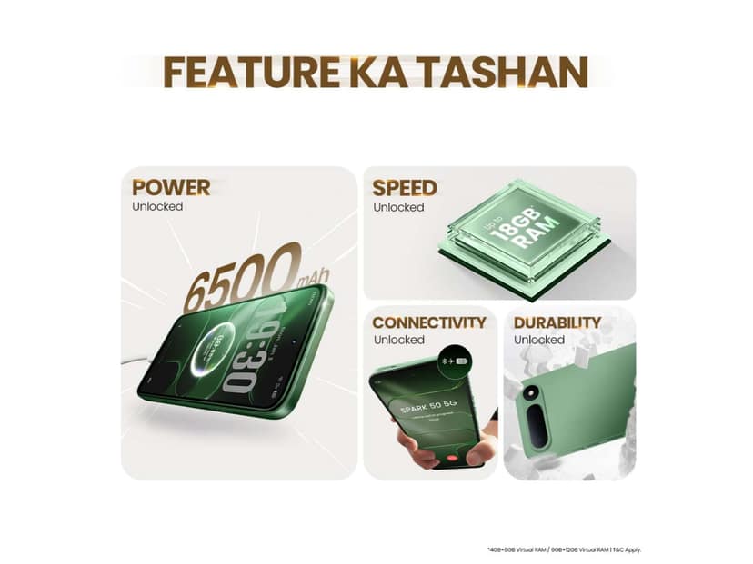 Tecno Spark 50 5G Smartphone, 4GB RAM, 128GB Storage - Mint Green view 2