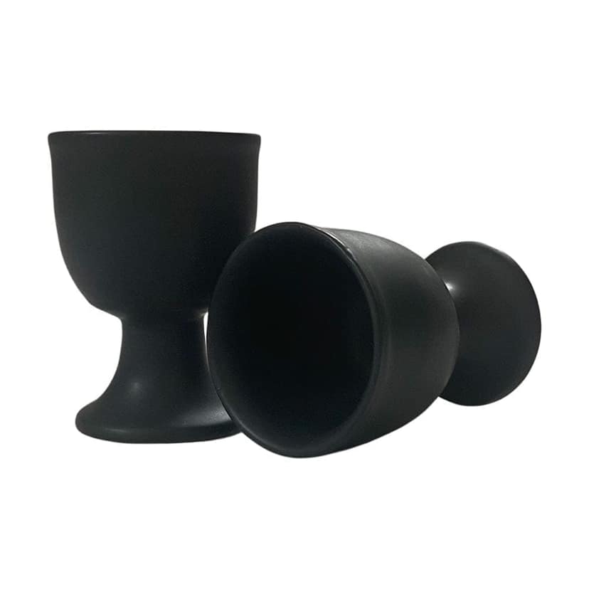 Ceramic Dining Matte Black Egg Ceramic Cup Holders Set of 2 view 2
