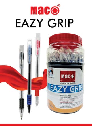 Maco Eazy Grip Ballpoint Pens Jar of 50 |Special Rubber Grip for a Comfortable Writing Experience| Pack of 50 (Ink- Blue )