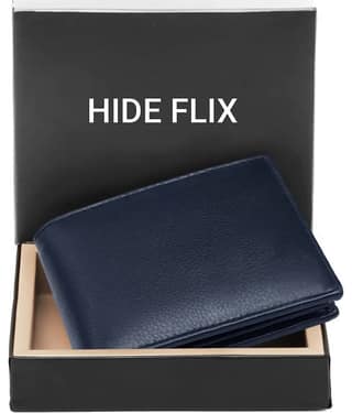 HIDEFLIX Leather Solid Men's Regular Wallet With 8 Slots For Card ( Blue , Pack of 1 )
