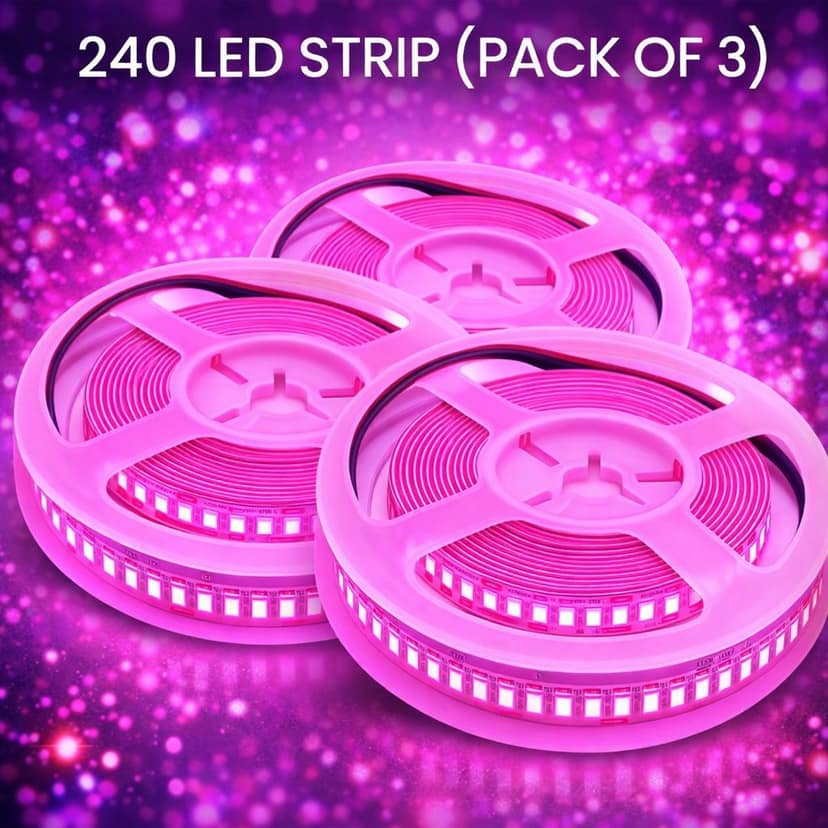 SPARKWORLD 240 LEDs 5 m Pink Steady Strip Rice Lights (Pack of 3)