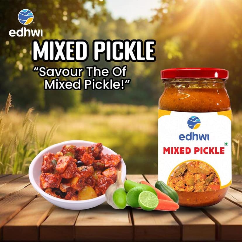 Edhwi Mixed Pickle & Dates Pickle Combo - 400g Each | Authentic Indian Flavors, No Artificial Preservatives view 2