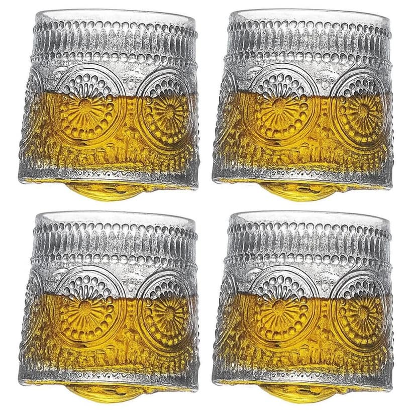 Italian Premium Rotating Whiskey Glasses 240 Ml Old Fashioned Tumblers Spinning Drinking Bourbon Glass for Scotch, Liquor & Cocktails, Whiskey, Wine, Rum Perfect for Home, Bar, Casino Party