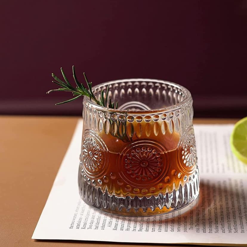 Italian Premium Rotating Whiskey Glasses 240 Ml Old Fashioned Tumblers Spinning Drinking Bourbon Glass for Scotch, Liquor & Cocktails, Whiskey, Wine, Rum Perfect for Home, Bar, Casino Party view 2