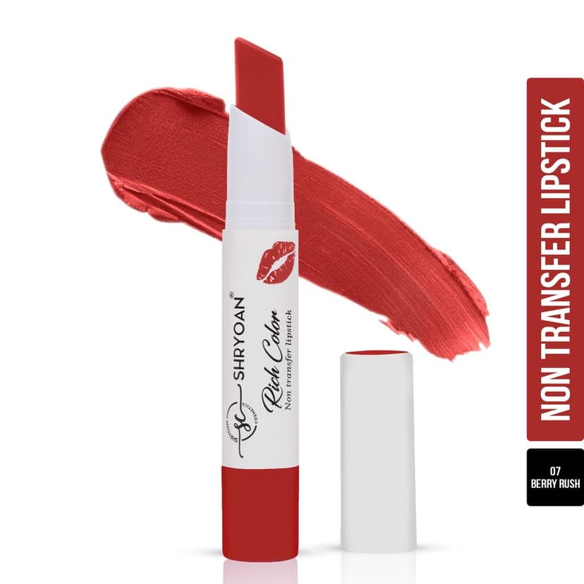 Shryoan Rich Color Non-Transfer Lipstick | Waterproof & Super Matte Finish | Long Stay Creamy Lipstick | Single Swipe Application (Berry Rush-07, 3.2gm) view 2