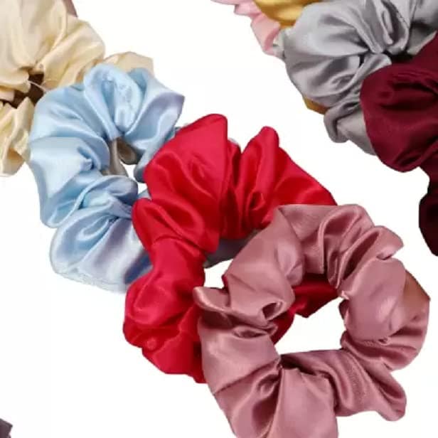 Elecsera Silk Scrunchies Hair Tie Elastic Large Hair Bands Rubber Band Pack of 10 (Multicolor) view 2
