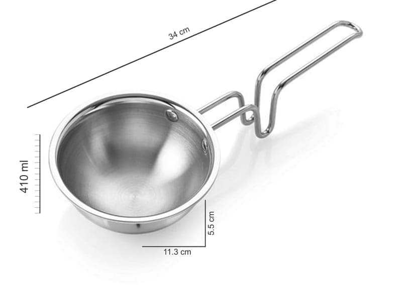 Stainless Steel Tadka Pan with Riveted handle view 2