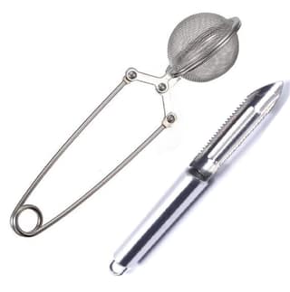 Snowpearl Stainless Steel Tea Infuser & Vegetable Peeler Combo | Mesh Tea Strainer with Fruit & Vegetable Peeler (Set of 2)