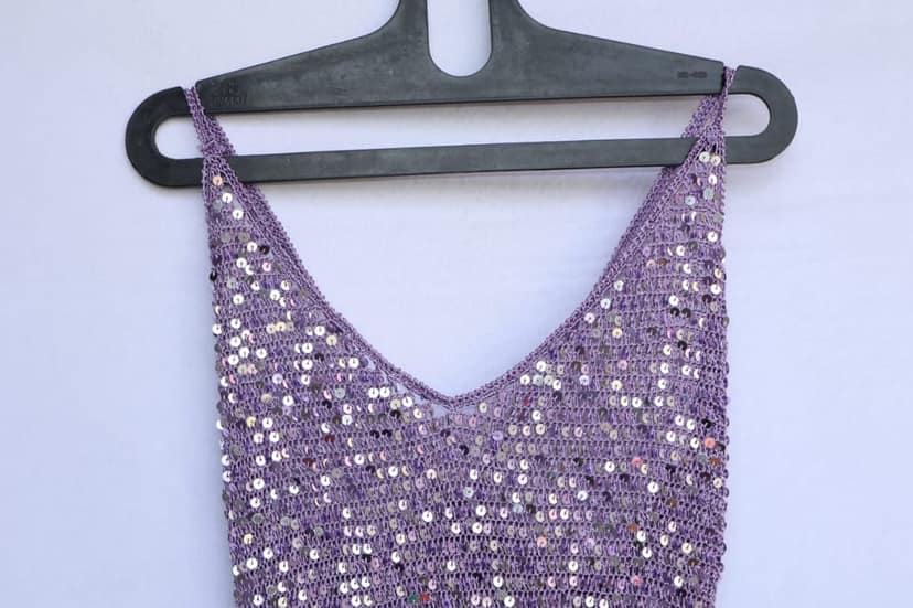 Sequin Embellished Lavender V-Neck Sleeveless Mini Dress view 2