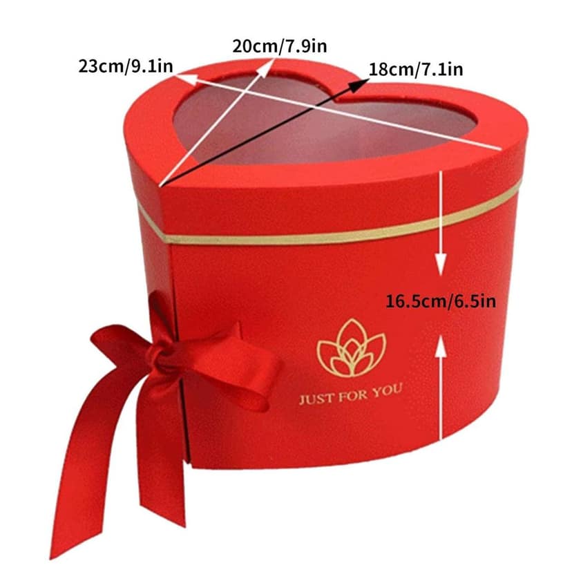 Heart Shaped Box with Lid for Valentines Day with Ribbon for Flowers, Birthday Gifts view 2