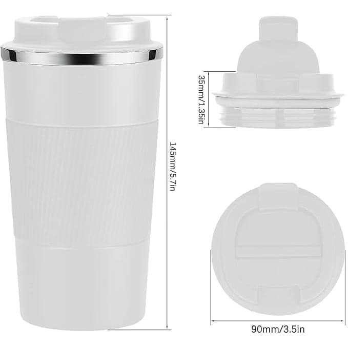 The Bean Co Roasters Coffee Travel Mug | 380 ML | Double Walled Stainless Steel Vacuum Insulated (White) view 2