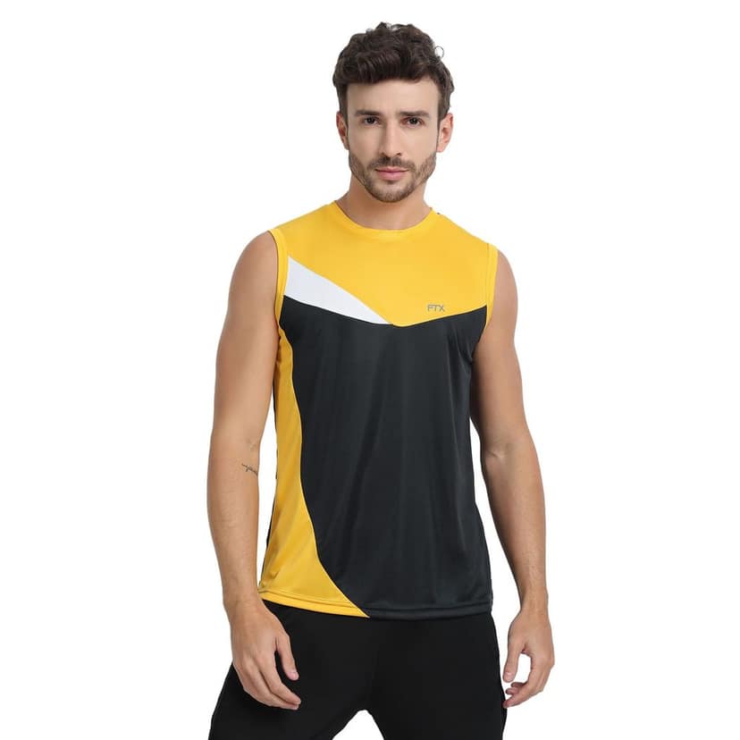 FTX Men Colorblock Round Neck Sleeveless Tshirt