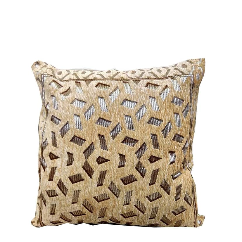 Beige Brown Combo Damask Geometric Woven Zipper Square Cushion Covers (16x16 inch or 40 x 40 cm) Set of 3 view 2