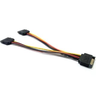 IDE to Dual SATA Power Adapter Y Cable | 15-Pin Male to Dual 15-Pin Female Splitter for Desktop, Laptop, DVR (Black)