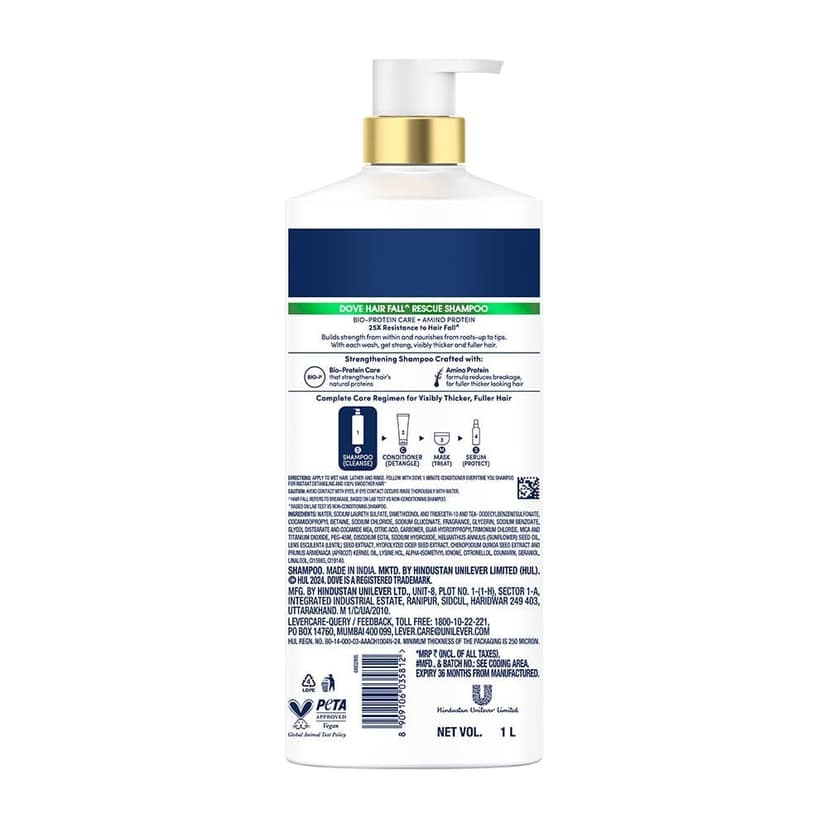 Dove Hair Fall Rescue Shampoo for Damaged Hair | Hair Fall Control for Thicker Hair (1 Liter) view 2