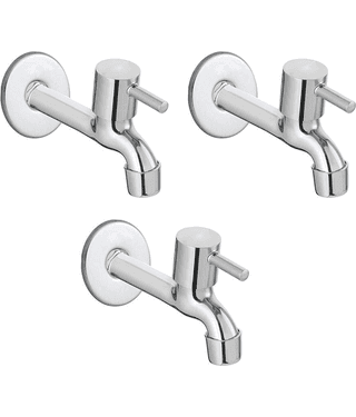 Bathfax TURBO STAINLESS STEEL LONG BIB TAP (PACK OF 3) Steel Bathroom Tap (Bib Cock)