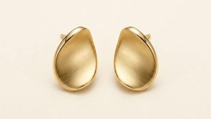 Brushed Gold Pebble Studs | Gold-Tone Anti-Tarnish Imitation Jewellery