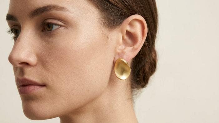Brushed Gold Pebble Studs | Gold-Tone Anti-Tarnish Imitation Jewellery view 2