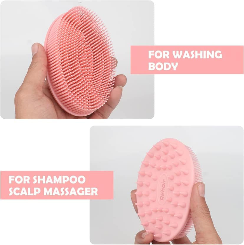 REhair Ultra Soft 2-in-1 Body & Shampoo Brush, Exfoliating Silicone Bath Scrubber Loofah (Pink, without Handle) REhair Ultra Soft 2-in-1 Body & Shampoo Brush, Exfoliating Silicone Bath Scrubber Loofah (Pink, without Handle) - Pink, Without Handle