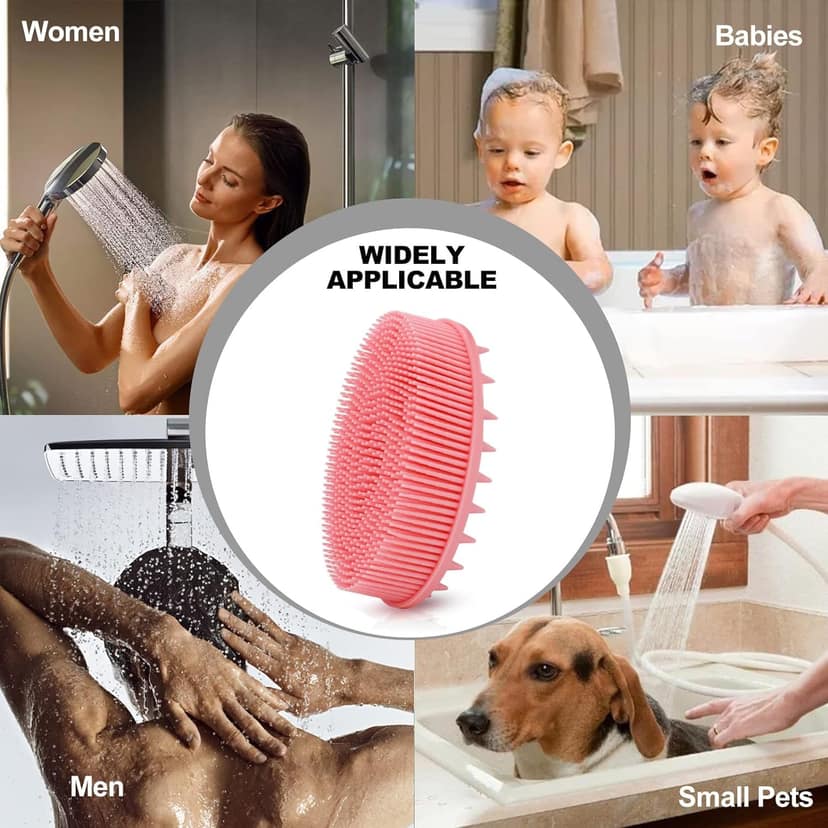 REhair Ultra Soft 2-in-1 Body & Shampoo Brush, Exfoliating Silicone Bath Scrubber Loofah (Pink, without Handle) REhair Ultra Soft 2-in-1 Body & Shampoo Brush, Exfoliating Silicone Bath Scrubber Loofah (Pink, without Handle) - Pink, Without Handle view 2