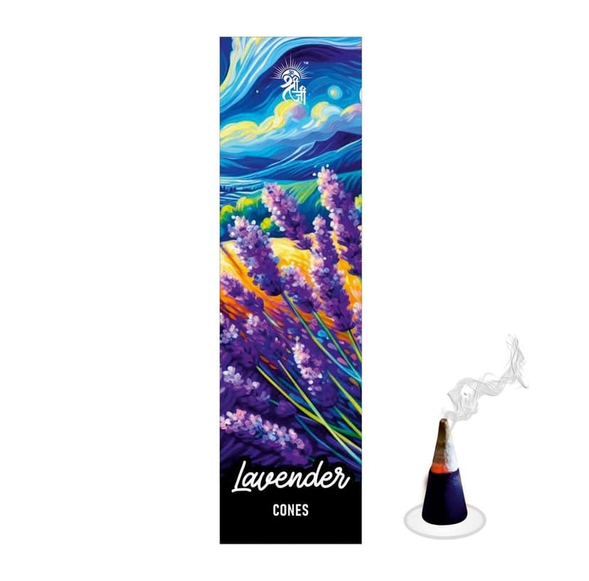 Shri Shriji Flam Aromatic Peace Lavender Fragrance Combo � Natural Incense Sticks & Cones Set for Relaxation, Meditation & Home Ambience � Long-Lasting Scent, view 2