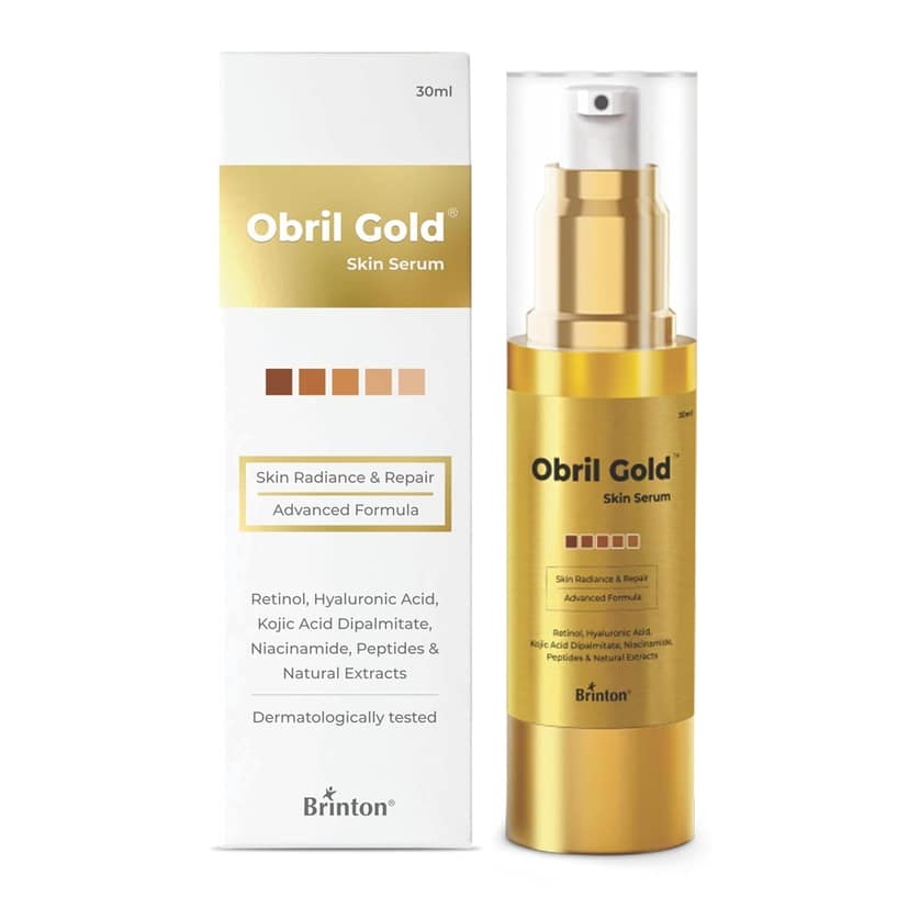 Brinton obril Gold Serum for Hyperpigmentation | With Hyaluronic Acid, Niacinamide, Kojic Acid & Retinol | Fades Dark Spots, Acne Marks, Wrinkles & Fine Lines | Boosts Glow | 30 ml (Pack of 3) Brinton obril Gold Serum for Hyperpigmentation | With Hyaluro view 2