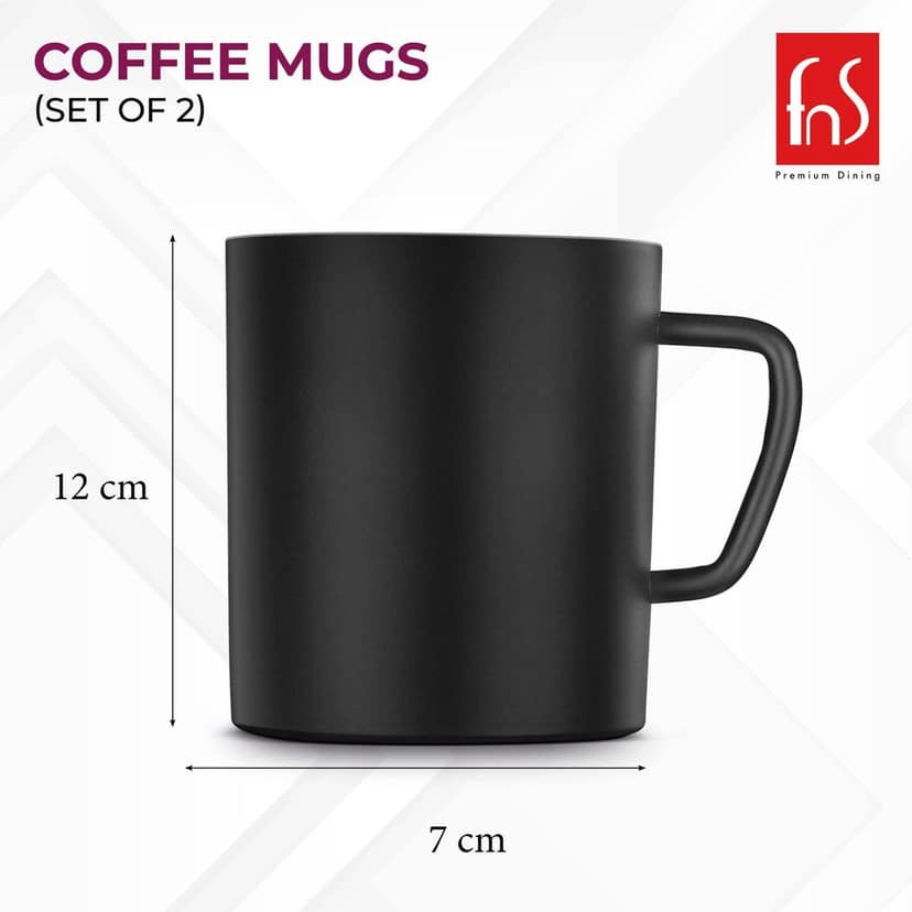 FNS Stainless Steel Coffee Mugs - Double Wall BPA Free - Tea Cup Wide Handle - Rose Gold view 2